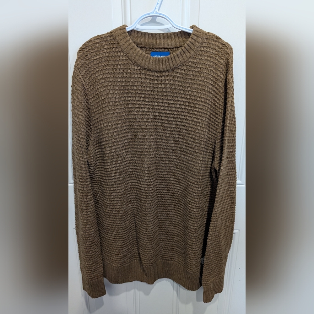 Jack & Jones Brown Jorgrayson Knit Crewneck Sweater EUC